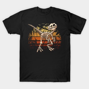 Velociraptor Retro Jungle Dino Skeleton Raptor T-Shirt